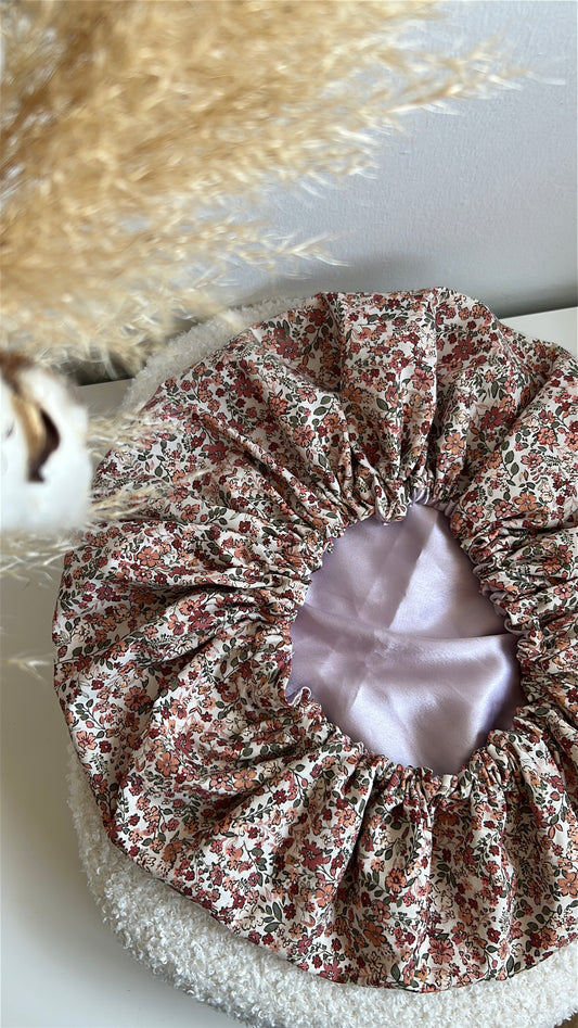 Bonnet de Soin Satin motif Fleuris