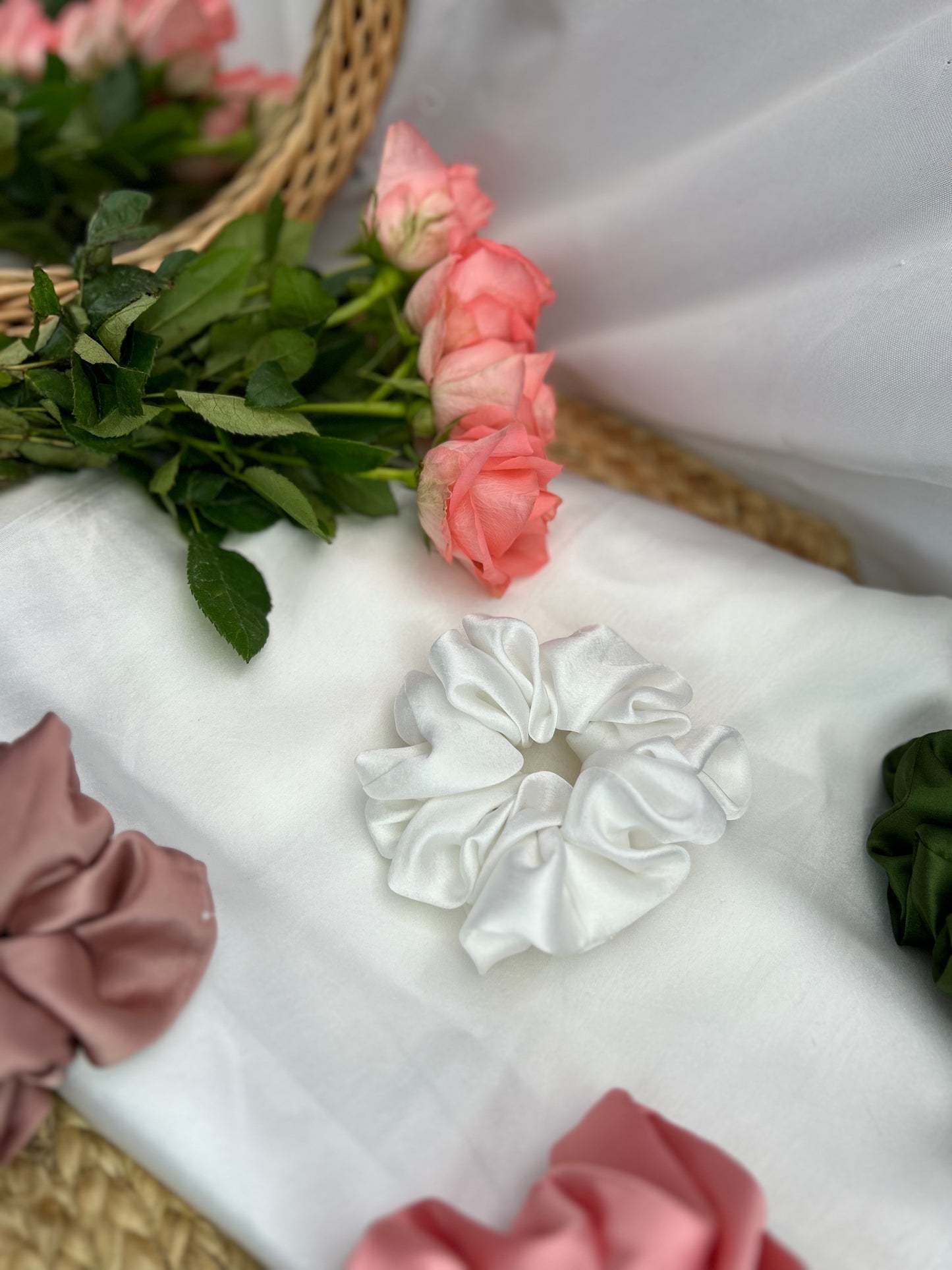 Chouchou en Soie de Mûriers Blanc