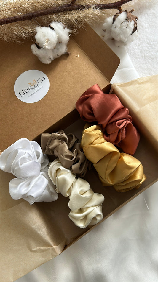 Coffret Premium « Cosy » 5 Chouchous en Soie de Mûriers