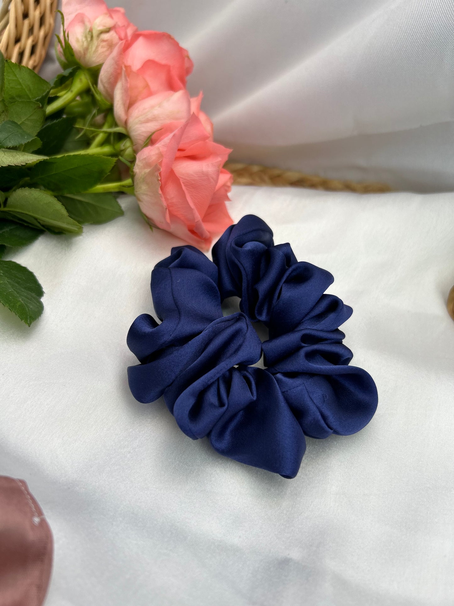 Chouchou en Soie de Mûriers Bleu Nuit