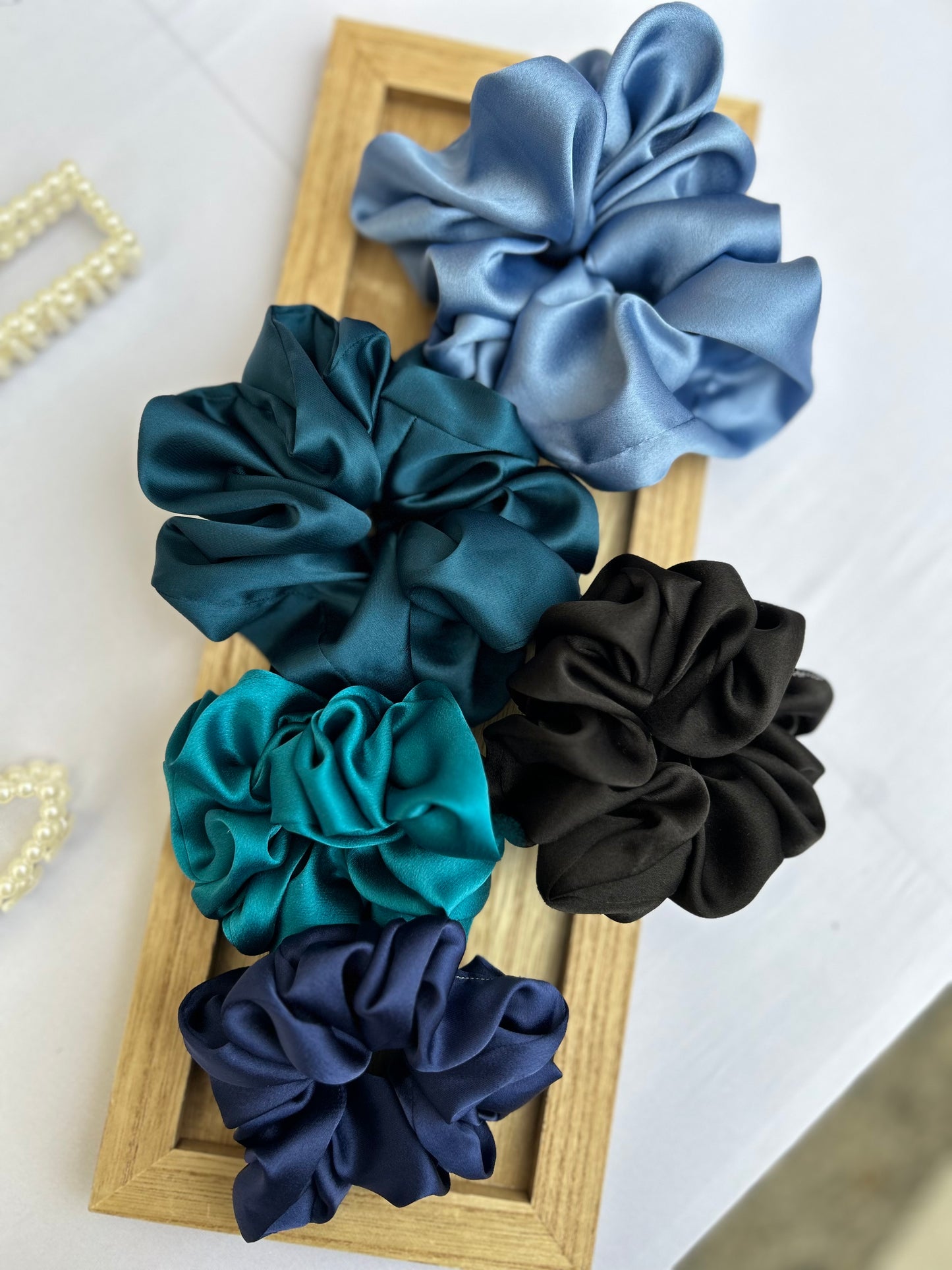 Coffret Premium « Azur » 5 Chouchous en Soie de Mûriers