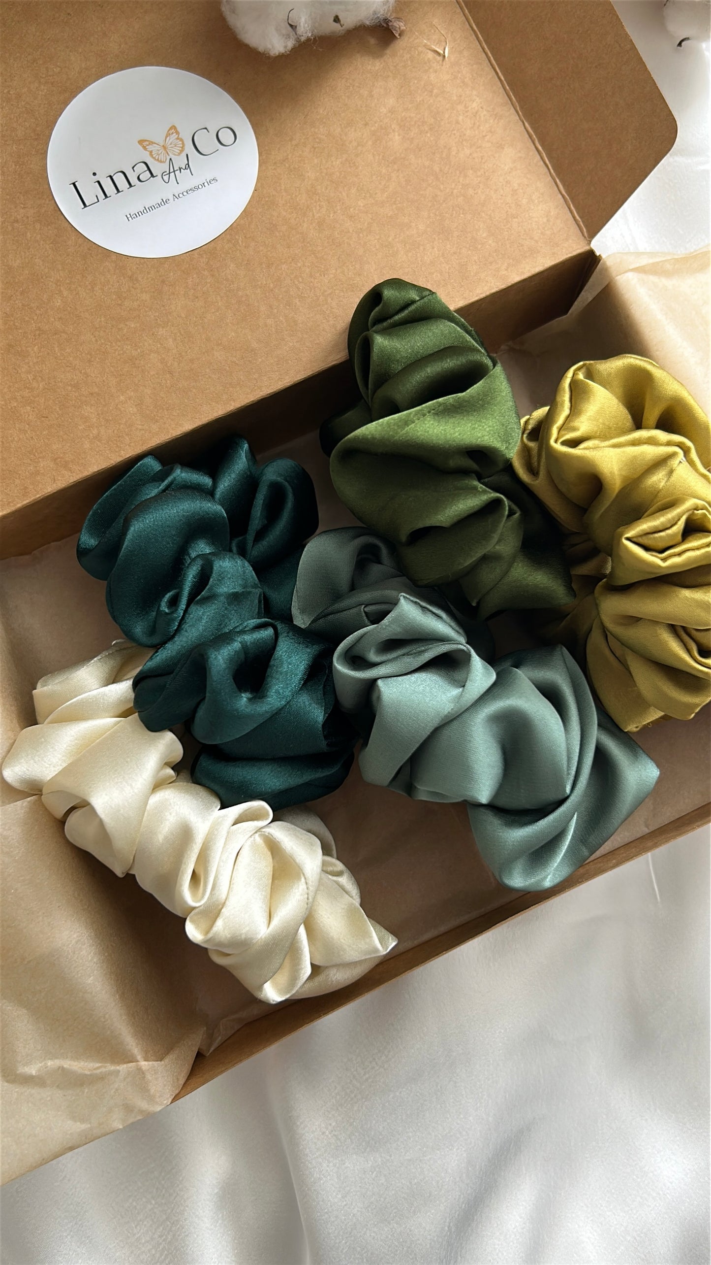 Coffret Premium « Jade » 5 Chouchous en Soie