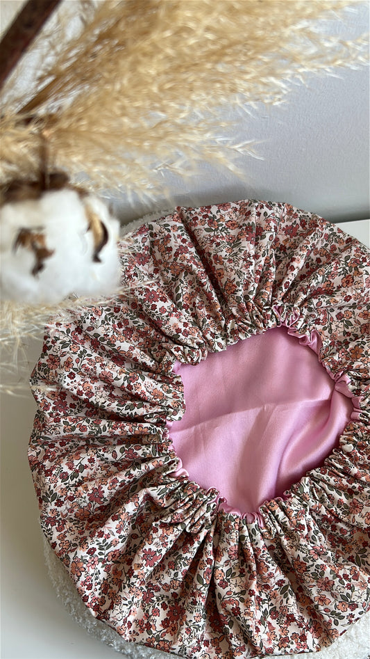 Bonnet de Soin Satin motif Fleuris
