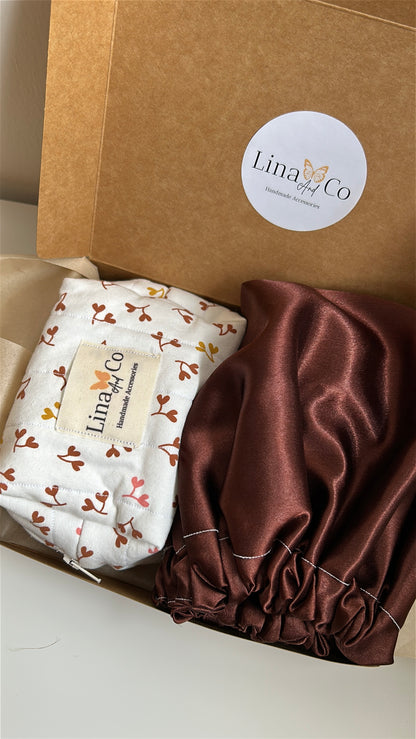 Coffret Soin Mini Trousse + Bonnet en Satin