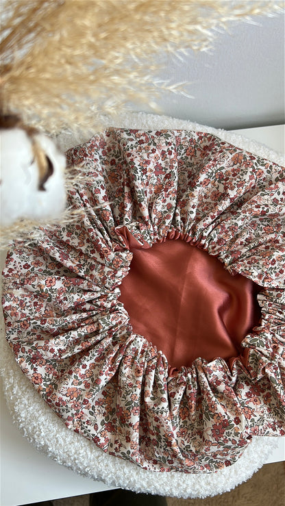 Bonnet de Soin Satin motif Fleuris