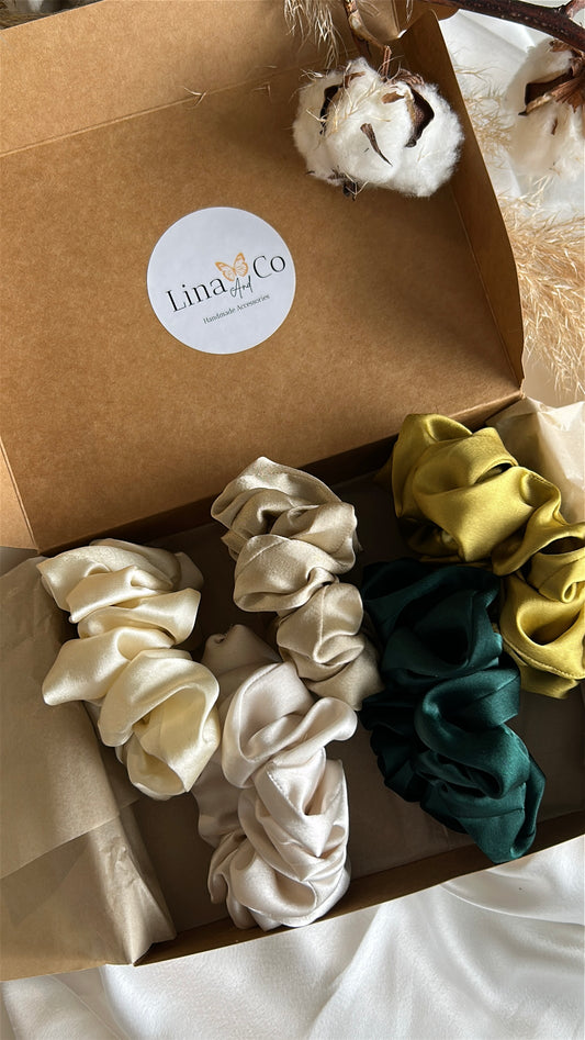 Coffret Premium « Jade » 5 Chouchous en Soie de Mûriers