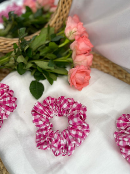Vichy Pink Fushia Scrunchie