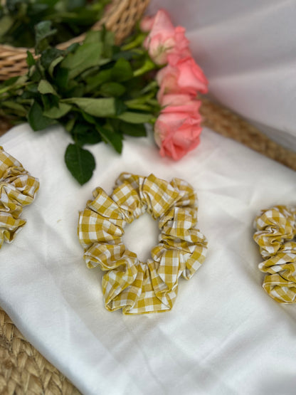 Yellow Vichy Scrunchie
