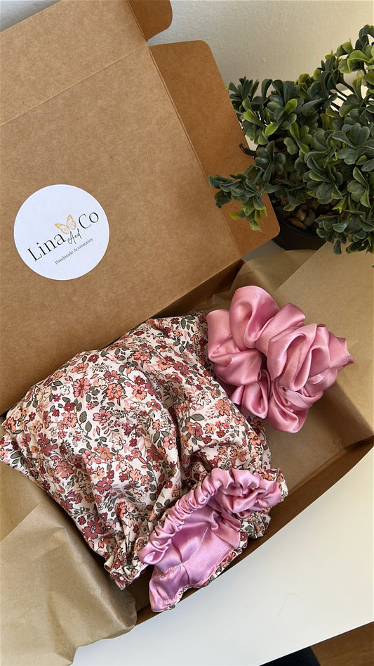 Coffret Soin Bonnet + Chouchou en Soie